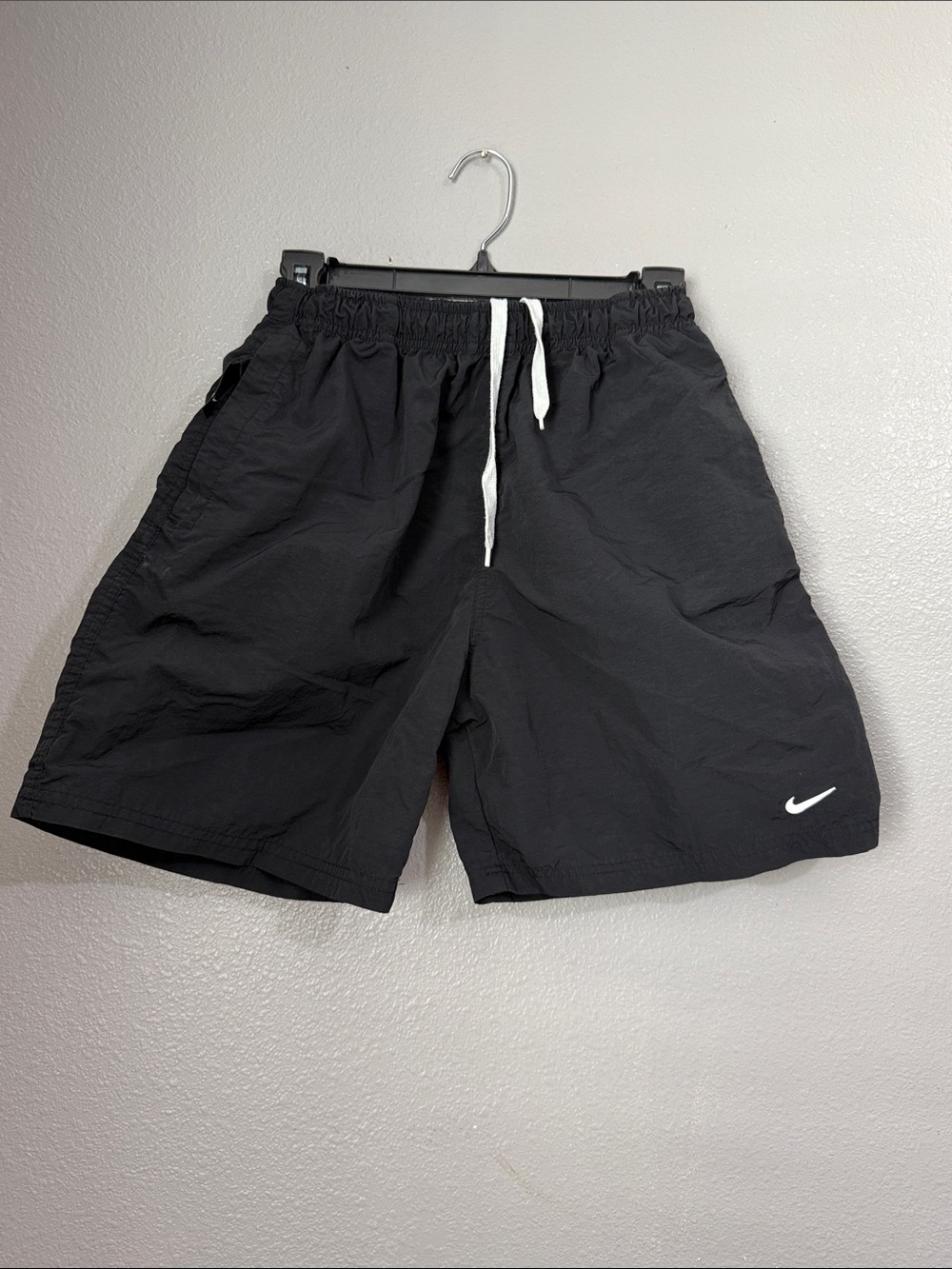 Nike Black Athletic Swim/Training Shorts with White Drawstring